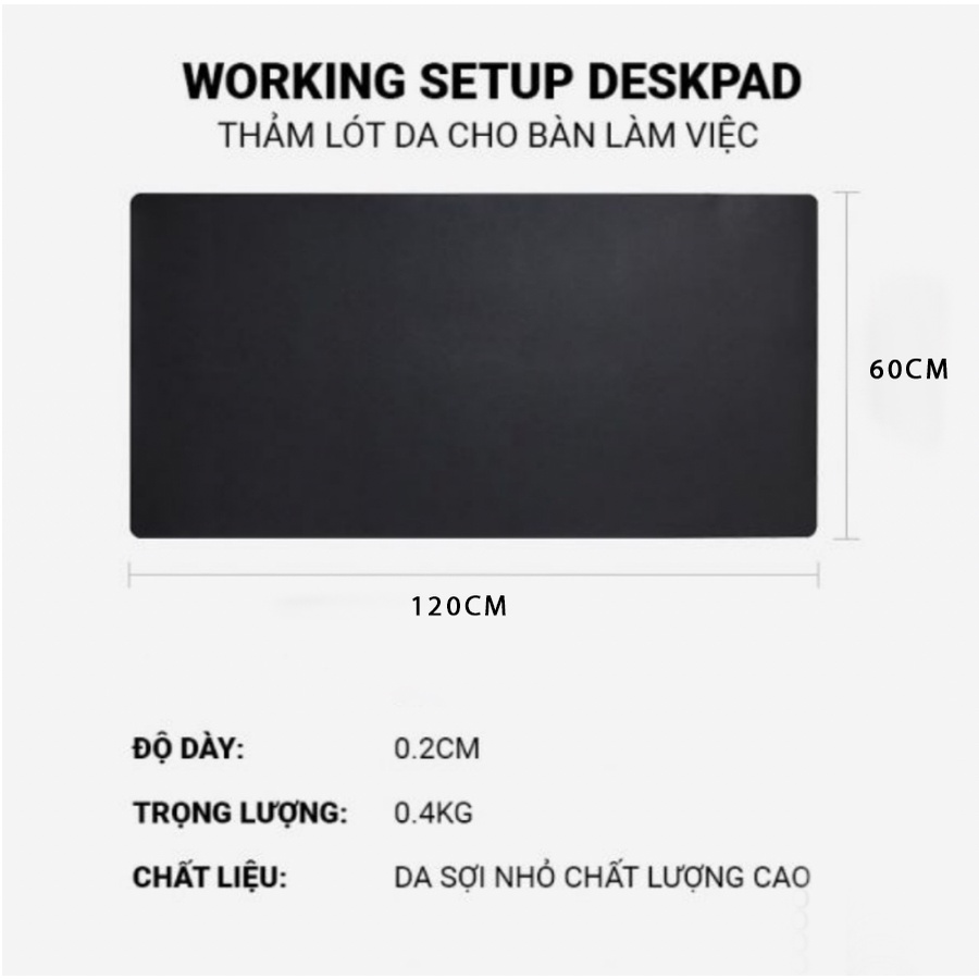 Pad da trải bàn làm việc Deskpad 60x120cm - Lót chuột mouse pad cỡ lớn tấm lót bàn di chuột máy tính 60x12