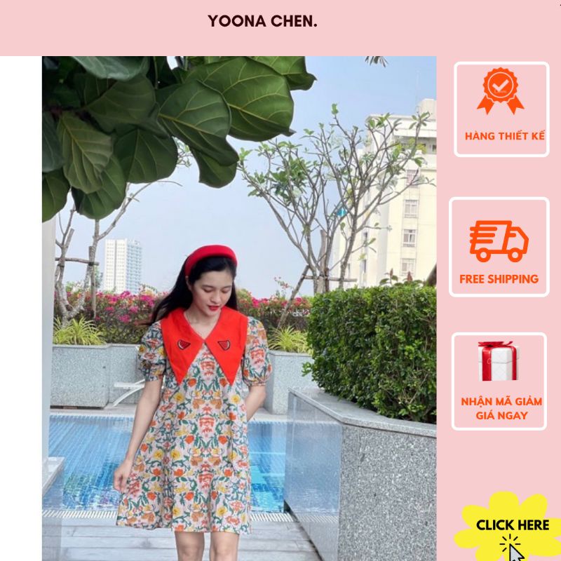 (ảnh thật ) Đầm bầu Babydoll in hoa cổ sen dàu, Váy bầu suông giá rẻ