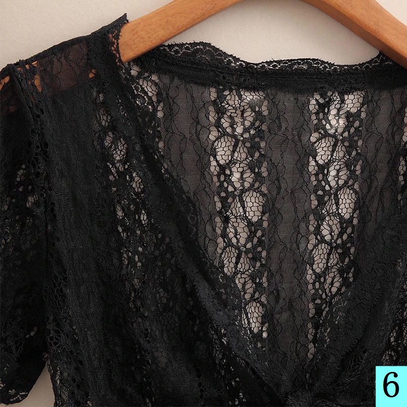 Áo Khoác Ren Ngắn Mỏng Mặc Ngoài Che Nắng Phong Cách Hàn Quốc Thời Trang Mùa Hè Dễ Phối Đồ Cho Nữ