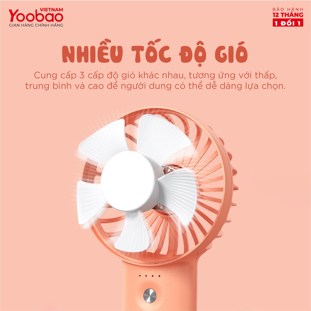 Quạt sạc mini để bàn làm việc YOOBAO F3 6000/3000mAh - có thể chạy 32 giờ - Bảo hành 12 tháng 1 đổi 1
