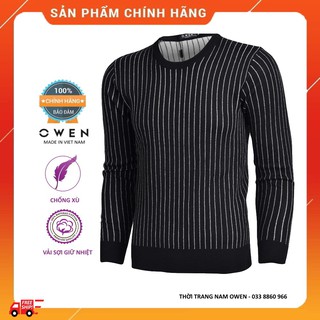 ⭐ Sale . CHÍNH HÃNG - Áo len nam Owen cổ tròn màu đen ALD 80487 Cực Đẹp .1 . Đẹp . ✔️ .