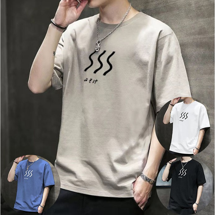 Triple A💕2021 new short-sleeved T-shirt men's Hong Kong style trend loose bottoming shirt youth plus size printing upper clothes