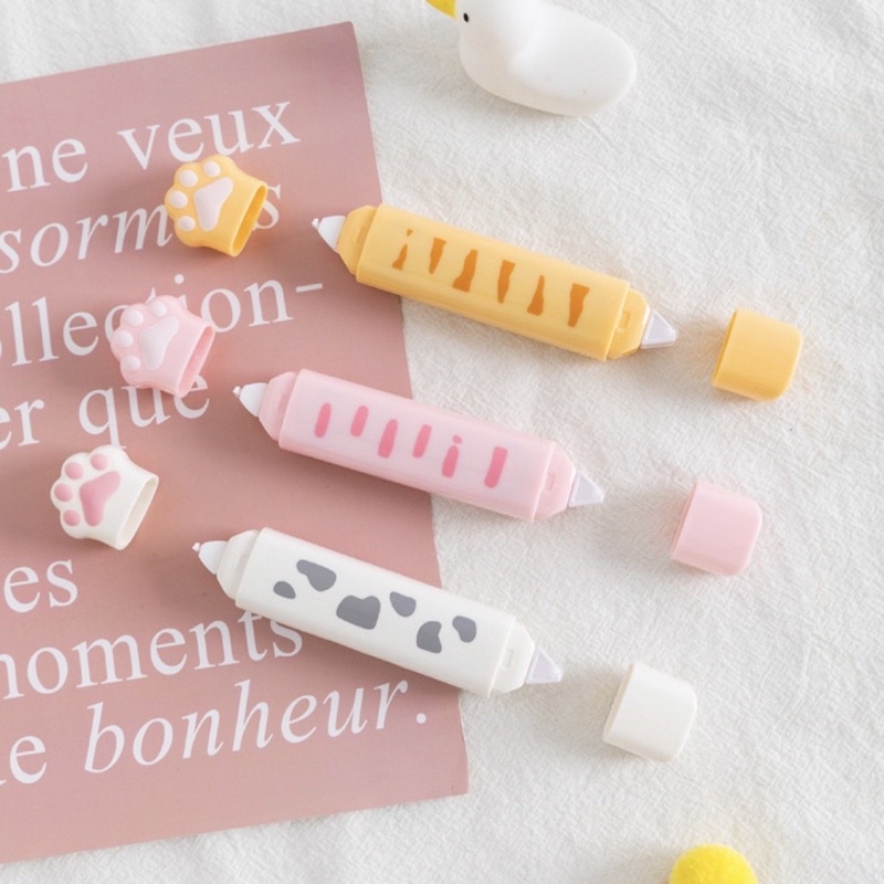 Băng dính 2 mặt dạng kéo Glue tape kiêm bút xoá hình chân mèo dễ thương Tẻn Tẻn