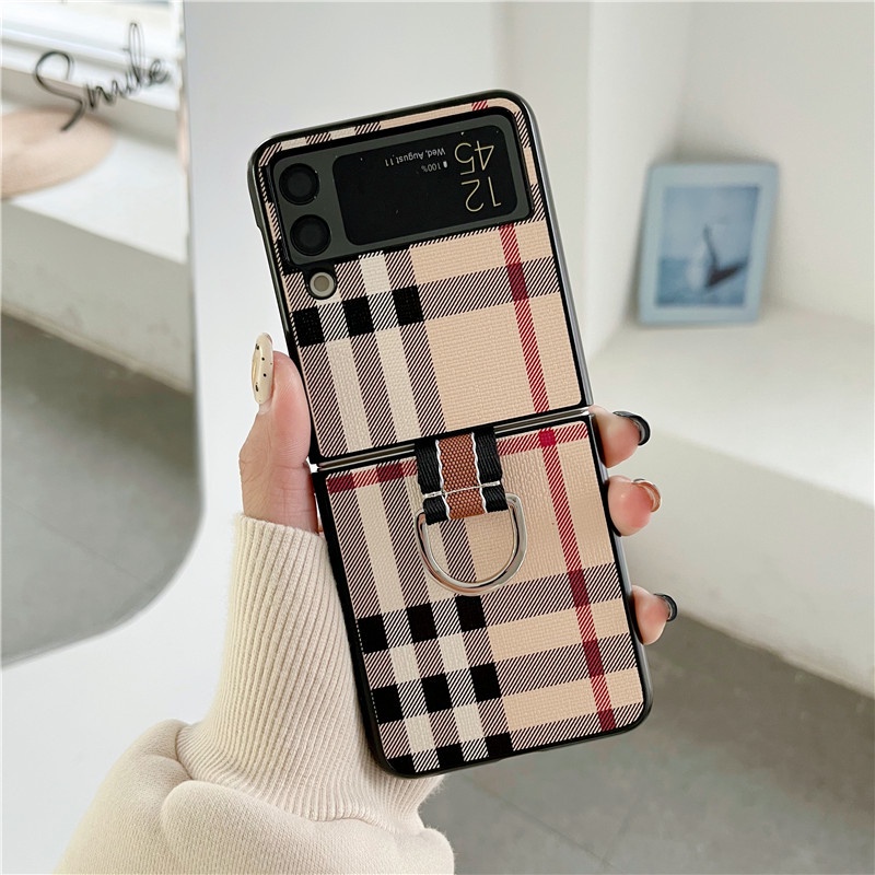 Ốp Điện Thoại PC Cứng Họa Tiết Kẻ Ô Thời Trang Cho Samsung Galaxy Z Flip 4 3 ZFlip3 2 1 Z Flip3