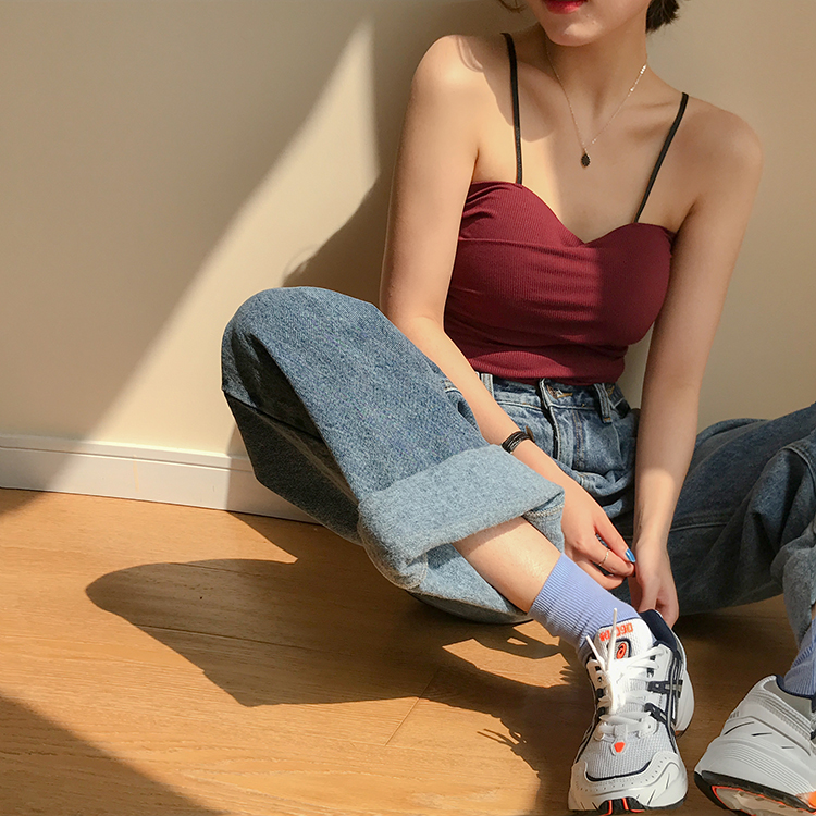 Áo Hai Dây Cổ Vuông Trơn Màu Xinh Xắn Dành Cho Nữ 32918