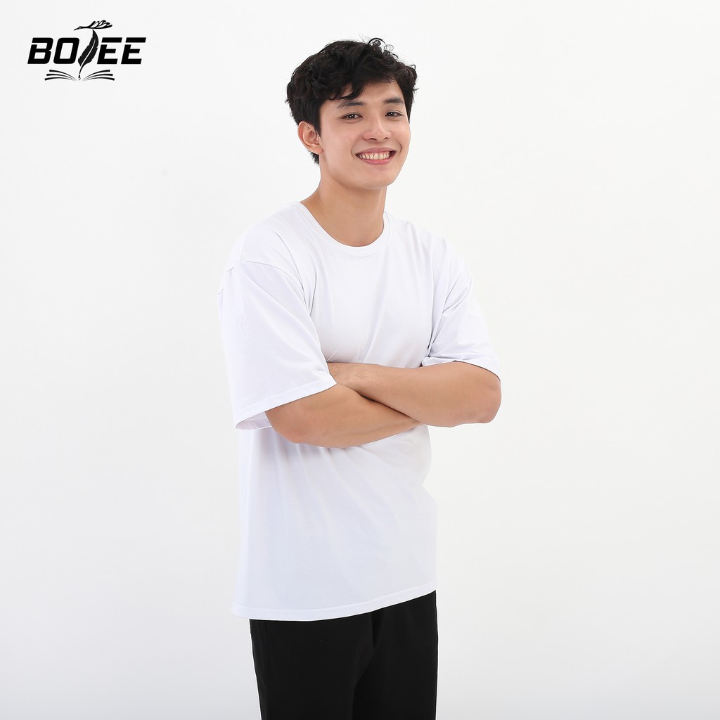 [Mã LT50 giảm 50k đơn 250k] Áo thun Trơn Basic form rộng tay lỡ BOTEE trắng đen unisex nam nữ | BigBuy360 - bigbuy360.vn