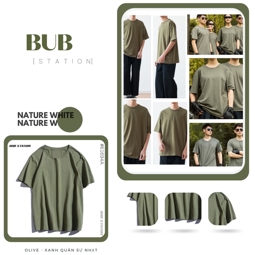 [𝐅𝐑𝐄𝐄𝐒𝐇𝐈𝐏] OLIVE T-SHIRT / ÁO THUN MÀU XANH KÉT / COTTON 100% / NHẬN  SỈ
