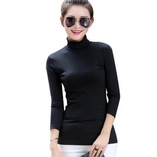 Áo giữ nhiệt cổ ba phân giữ ấm, thời trang (Đen)