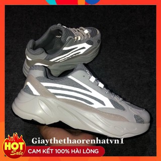 [Tặng Tất,hộp và dây giầy] Giầy thể thao, giày sneaker YZ 700 trắng phản quang cả vạch và dây nam nữ