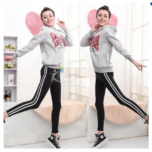 Quần Thun Ôm Legging 2 Sọc Thể Thao Thời Trang - XM Fashionbeauty- QT001( 2 sọc trắng)