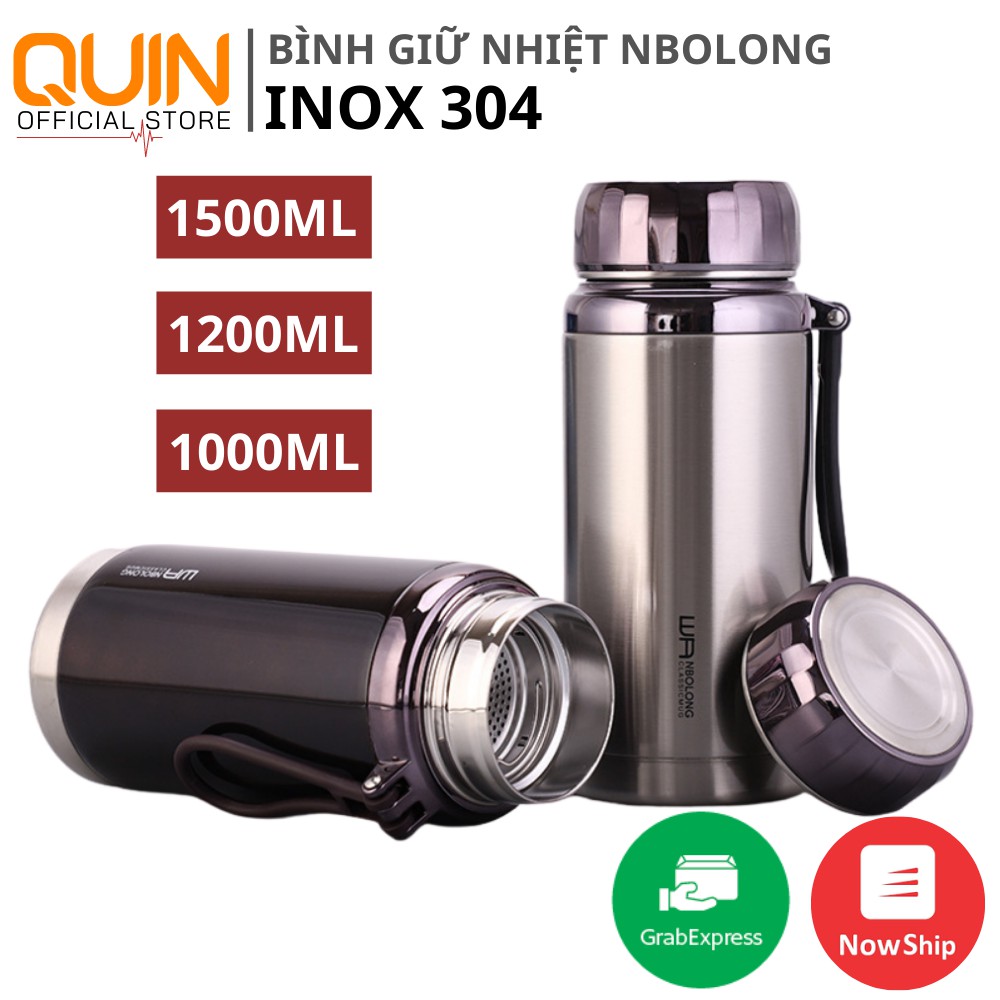 Bình Giữ Nhiệt Đến 15 Giờ Inox 304 Giữ Nóng Lạnh NBOLONG 1000-1200-1500ml Họa Tiết Kim Cương Cao Cấp