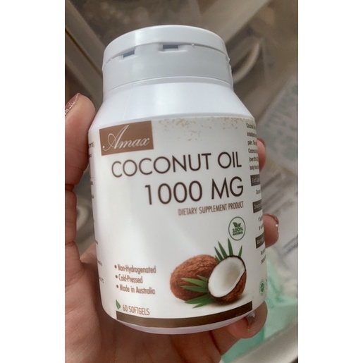 🇹🇭🇹🇭COCONUT OIL:Viên uống tinh chất cô đặc từ đâu dừa,Australaia,1000mg,lọ 60v