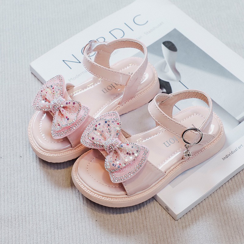 Sandal đính nơ kèm vương miện cho bé gái mẫu hot 2022 - Hàng Quảng Châu Cao Cấp (K62)