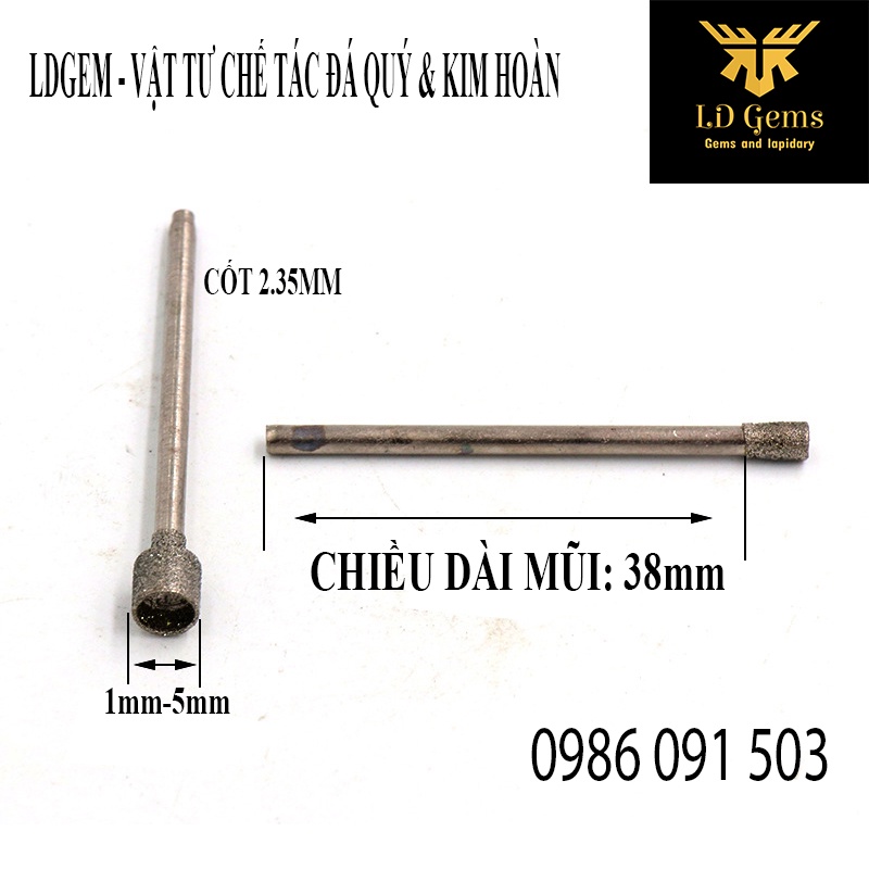 MŨI MÀI LÕM CHUYÊN DỤNG MÀI, CHẠM, KHẮC CHÂN CÁN 2.35MM