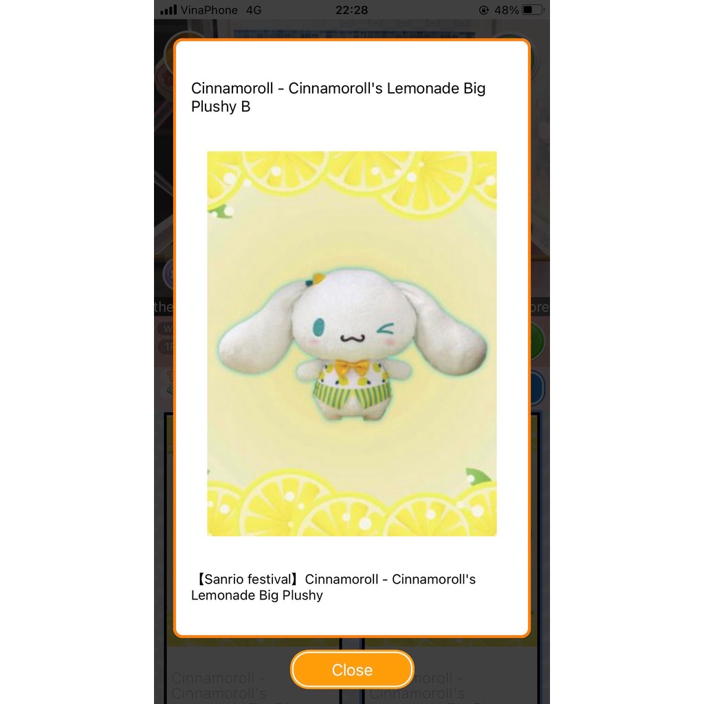 SANRIO - Full set bộ 2 bé Cinnamoroll trong trang phục chủ đề Lemonade