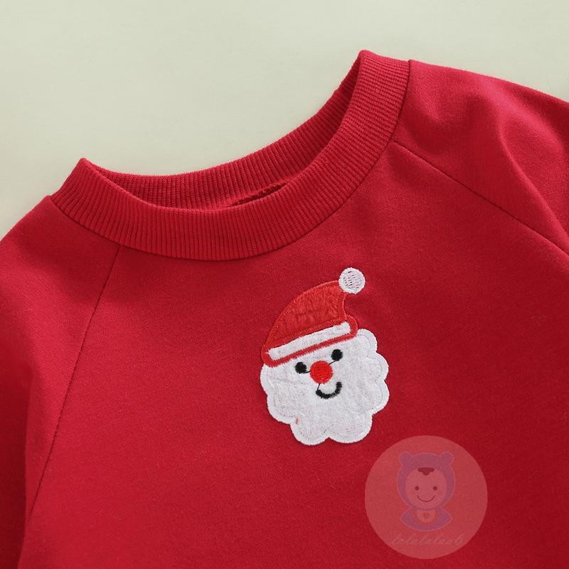 Laa6-bộ Áo Liền Quần Tay Dài Cổ Tròn In Hình Ông Già Noel / Cây Thông / Hươu Cho Bé Trai /