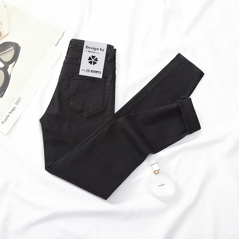 Quần jeans dài lưng cao ôm chân thời trang cho nữ