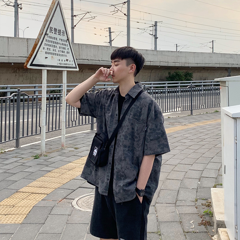 Áo Sơ Mi Tay Ngắn Dáng Rộng Phối Màu Nhuộm Kiểu Hàn Quốc Cá Tính Cho Nam ÁO Sơ Mi Nam Big Size Sơ Mi Nam Cao CấP ÁO Sơ Mi Unisex