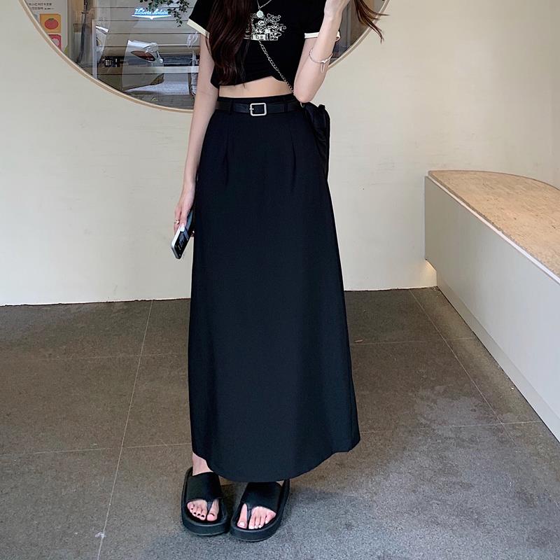 Chân Váy Chữ A Lưng Cao Màu Đen Thời Trang Mùa Hè Cho Nữ