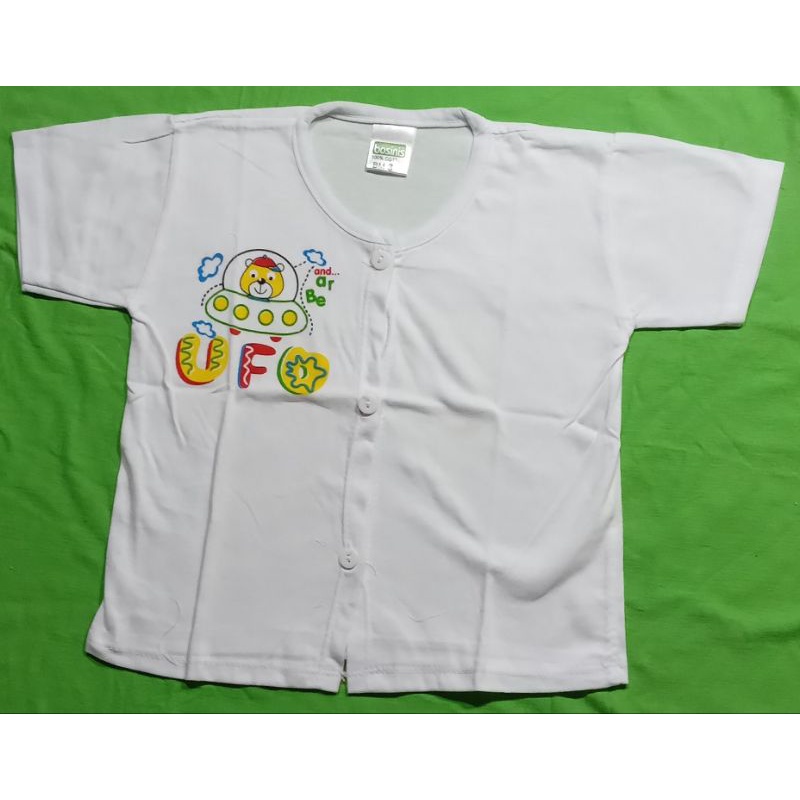 Áo nút giữa tay ngắn trắng sơ sinh 100% cotton