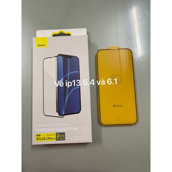 Bộ 2 kính cường lực Baseus iPhone 13 pro max/13 pro/13/13 mini/ 12 Mini/ 12/ 12 Pro/ 12 Pro Max Full màn hình viền mềm