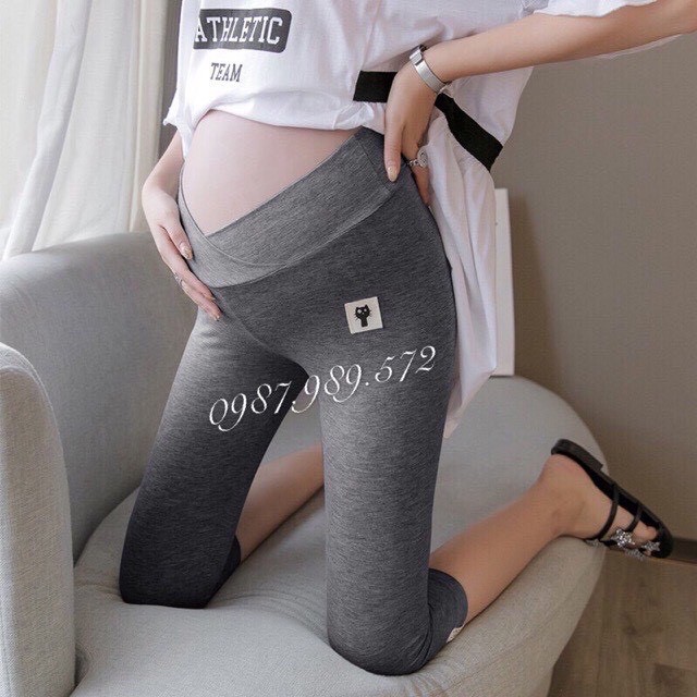 Quần Legging Bầu lửng cạp chéo mèo xinh xắn