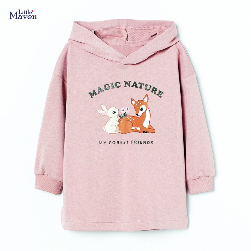 ÁO HOODIE BÉ GÁI LITTLE MAVEN DÀY ẤM SIÊU ĐẸP ÁO NỈ BÔNG CÓ MŨ ĐỦ SIZE 2-7T