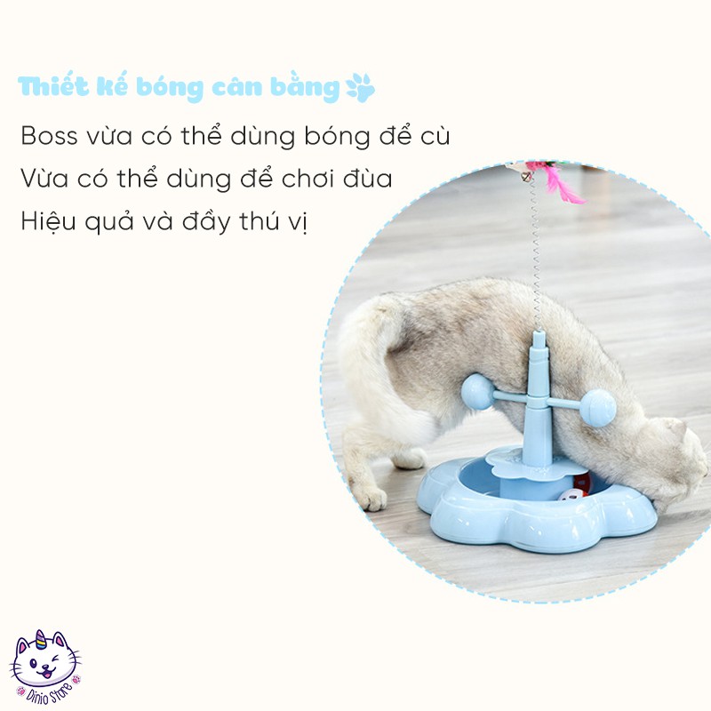 Đồ Chơi Cho Mèo - Đồ chơi tháp banh bóng gắn cần câu mèo - Diniopet