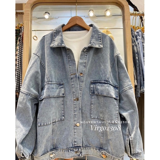 [HÀNG SẴN]Áo khoác DENIM JACKETS FORM OVERSIZE 2 túi bụng siêu chất
