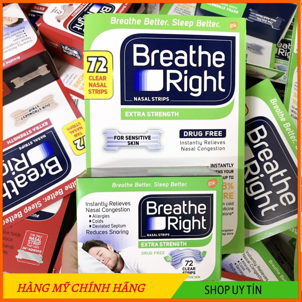 [HANG_MY] MIẾNG DÁN MŨI CHỐNG GÁY (NGÁY) KHI NGỦ BREATHE RIGHT 72 MIẾNG DÀNH CHO DA NHẠY CẢM [CHINH_HIEU]