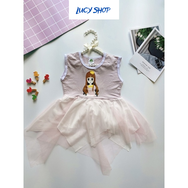 Váy công chúa cho bé gái, vải cotton siêu mềm mại, thun lạnh co giãn cho bé từ 8-15 kg