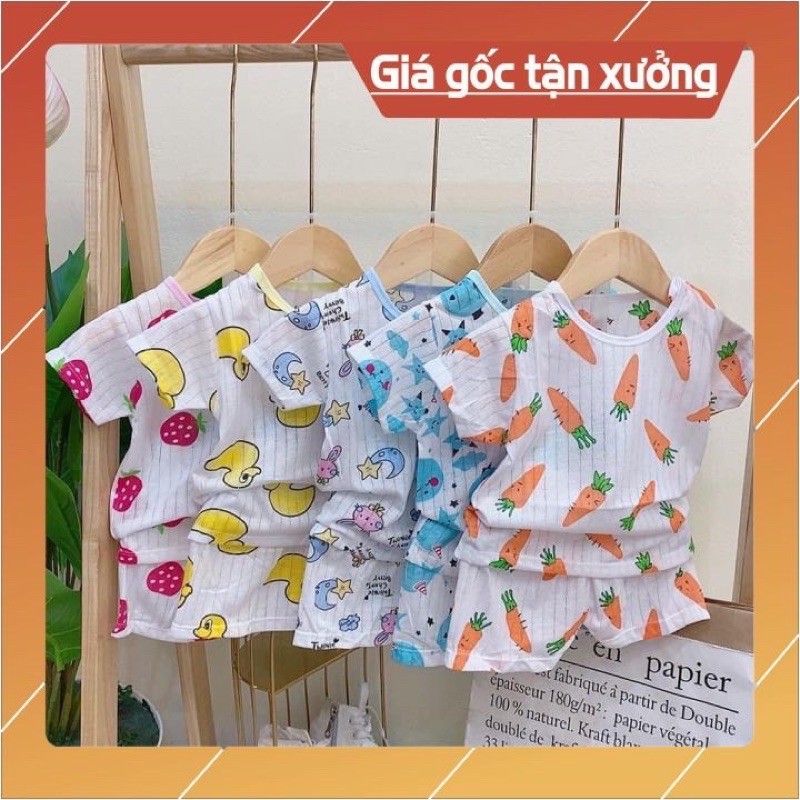 Bộ Cộc Tay Cotton Giấy Mỏng Nhẹ Bé Trai Bé Gái Nhiều Mẫu