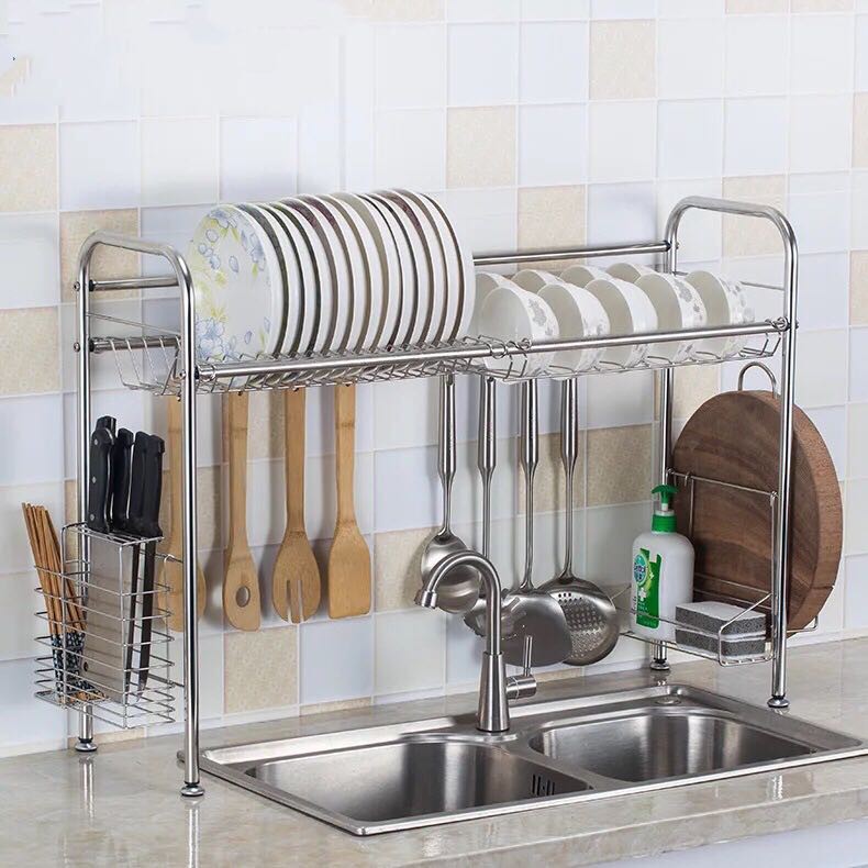 Kệ Để Chén Đĩa Thông Minh 1 Tầng và 2 Tầng – Chất Liệu Inox 304 Cao Cấp Chống Han Gỉ