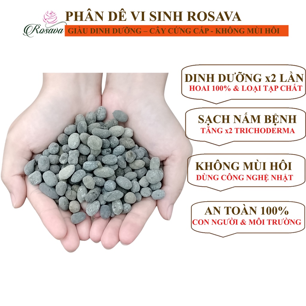 Phân dê hữu cơ vi sinh ROSAVA đã qua xử lý trồng lan, bón hoa hồng, giấy, sen đá, cây cảnh, dâu tây, rau