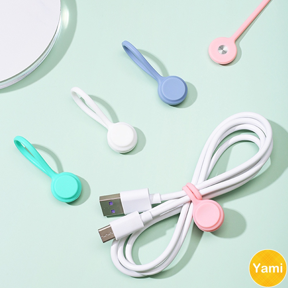Dây buộc dây cáp sạc/ tai nghe USB bằng silicon có nam châm từ tính