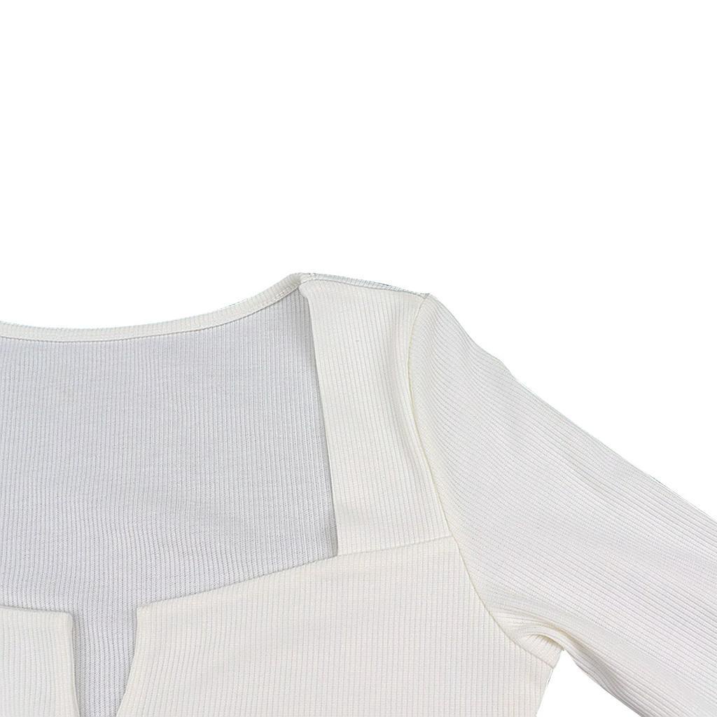 Áo Croptop Tay Dài Màu Trơn Phối Khoá Kéo Cho Phái Nữ