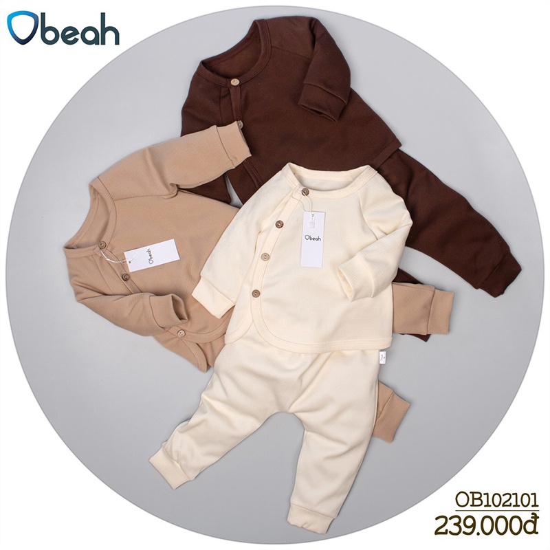 Body bé trai, Set body cài chéo chất liệu cotton tổ ong cho bé (có mũ cho size newborn) Fullsize NB đến 90 OBEAH