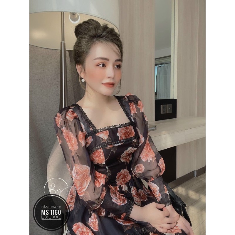 đầm maxi hoa vintage cổ U Bigsize 55kg-95kg🌸🌸