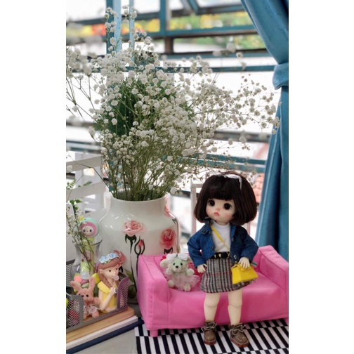 Set áo cổ lọ kèm chân váy cho búp bê size ob11, 1/8bjd, baboliy, bru, babies, xinji, 1/6 blythe, 5inch, animator