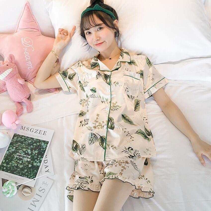  Bộ Đồ Ngủ Ngắn Bằng Vải Lụa Phong Cách Hàn Quốc Xinh Xắn Cho Nữ | BigBuy360 - bigbuy360.vn