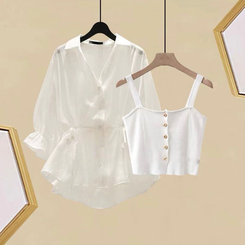 Jiashucheng Áo Sơ Mi Eo Hẹp Phong Cách Mới Dễ Phối Đồ Mùa Hè Cho Nữ