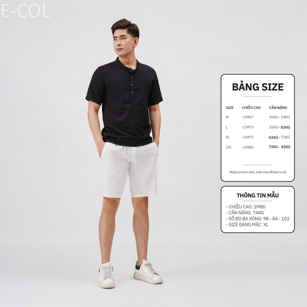 Áo Đũi Nam Cổ Tàu E-COL (48-85kg) Sợi tự nhiên Mát - Mềm - Nhẹ | BigBuy360 - bigbuy360.vn