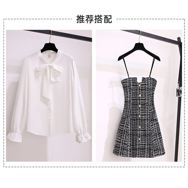 Set Váy Nữ ⚡𝐌𝐮̀𝐚 𝐓𝐡𝐮 𝟐𝟎𝟐𝟎⚡Set Ulzzang Váy Yếm Áo Sơ Mi Nơ có tách rời (order Taobao)
