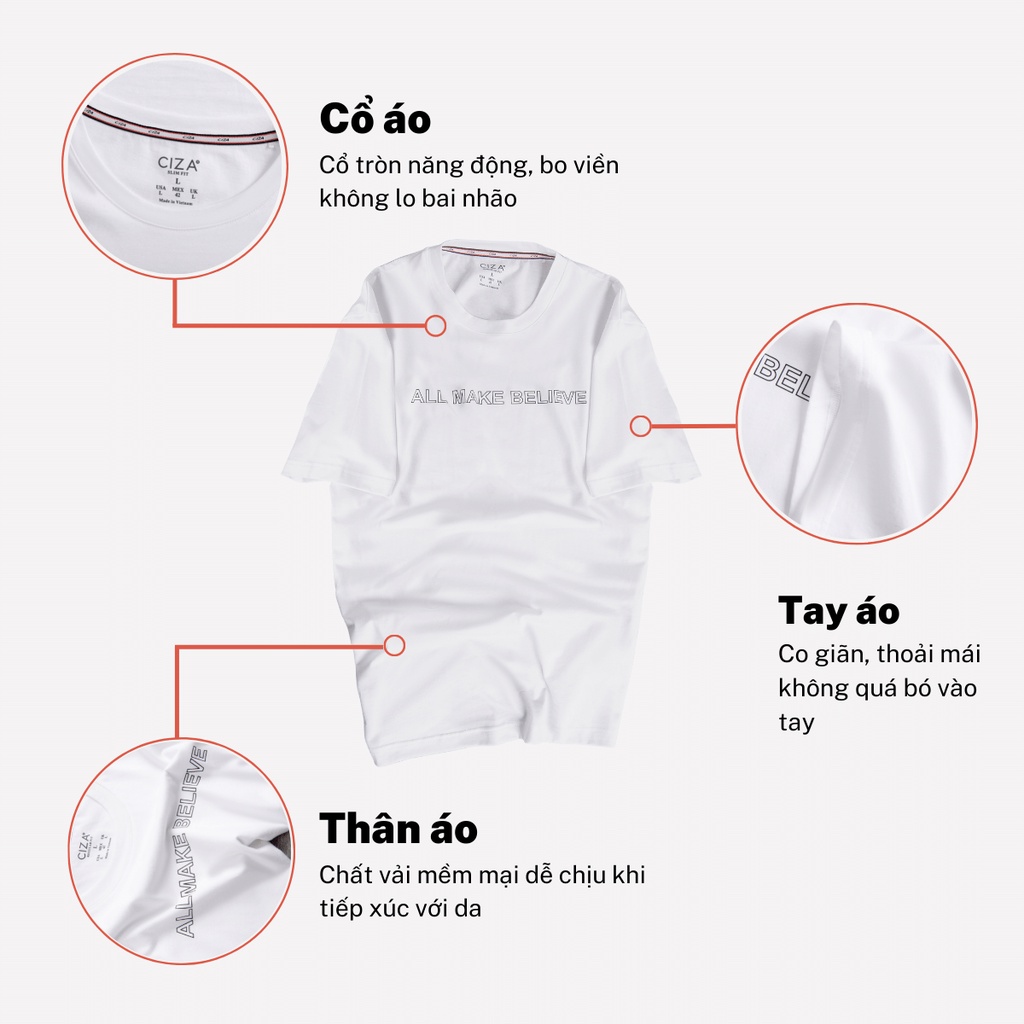 Áo thun nam cổ tròn CIZA vải cotton co giãn mặc thoáng mát thấm hút mồ hôi size S M L XL  ATNR54