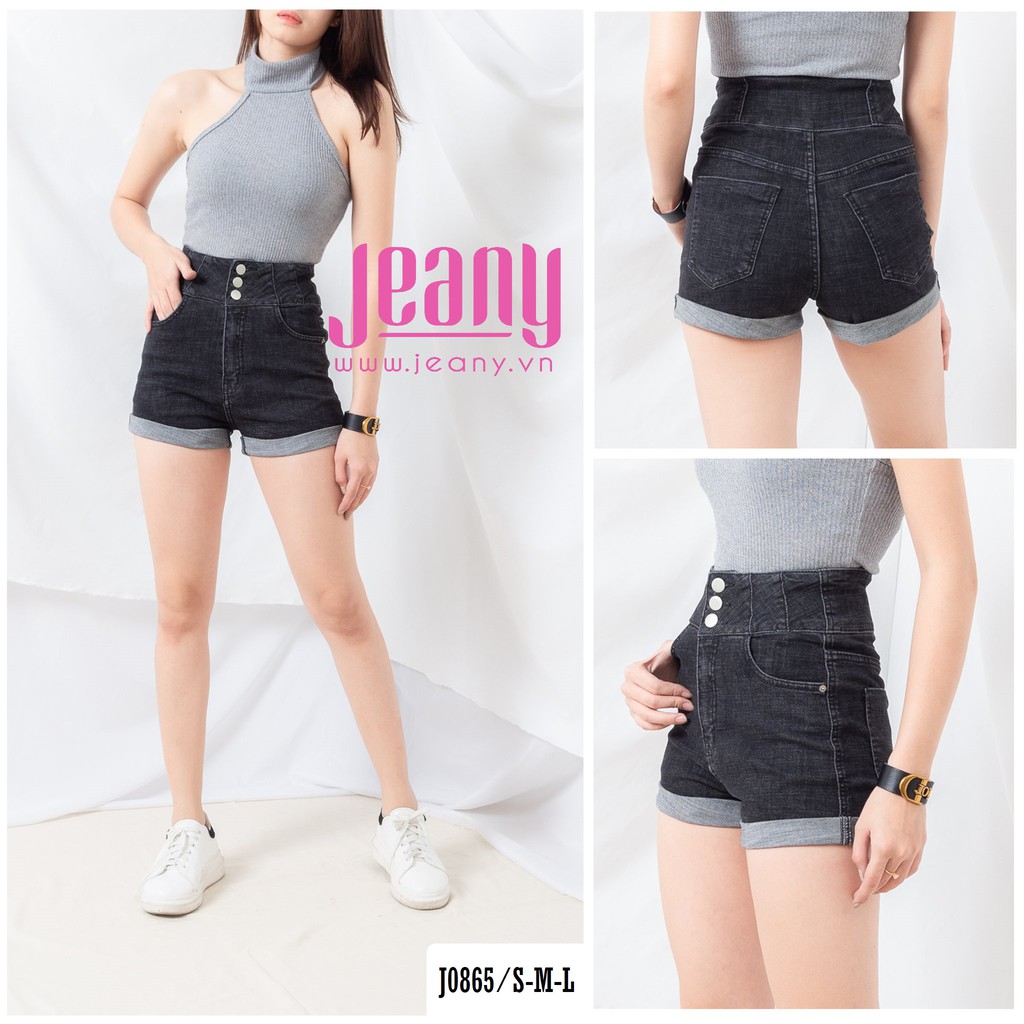 Quần Short Lưng Cao 3 Nút Màu Xám Đen J0865 - Jeany