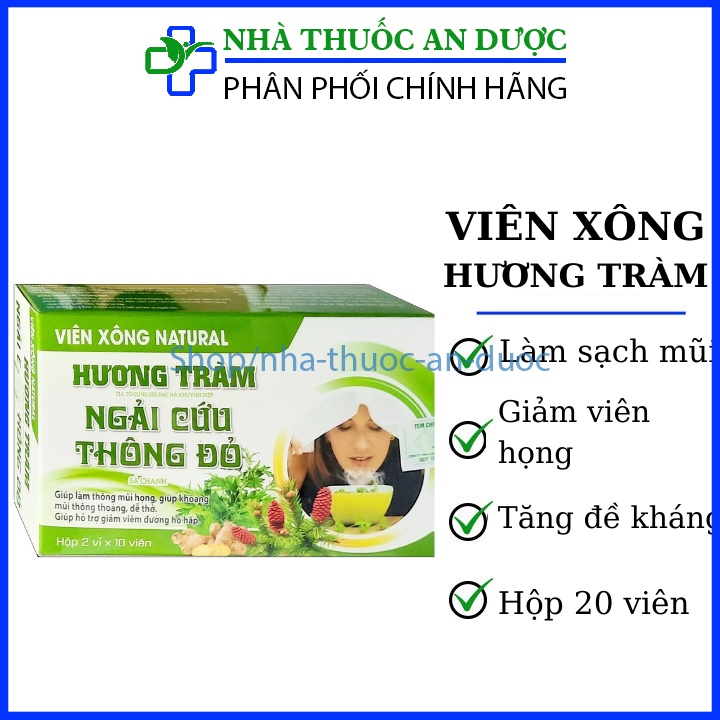 Viên xông, viên tắm Hường tràm giảm cảm cúm, sát trùng mũi họng - 20 viên - Tặng quà ngẫu nhiên