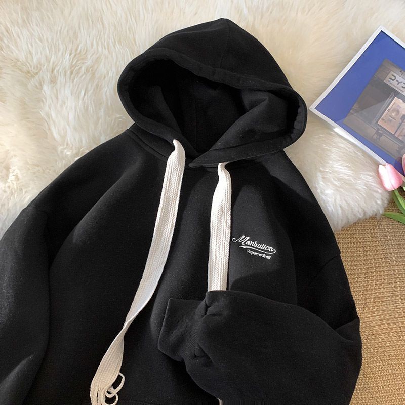 COZOKC Áo Hoodie Tay Dài Form Rộng Kiểu Dáng Đơn Giản