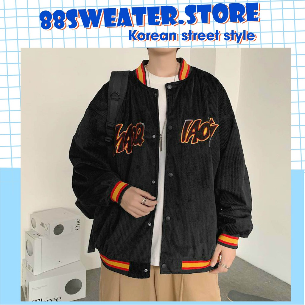 áo khoác bomber chất nhung dày dặn áo khoác bóng chày dành cho nam nữ form rộng phong cách ulzzang VN03 | BigBuy360 - bigbuy360.vn