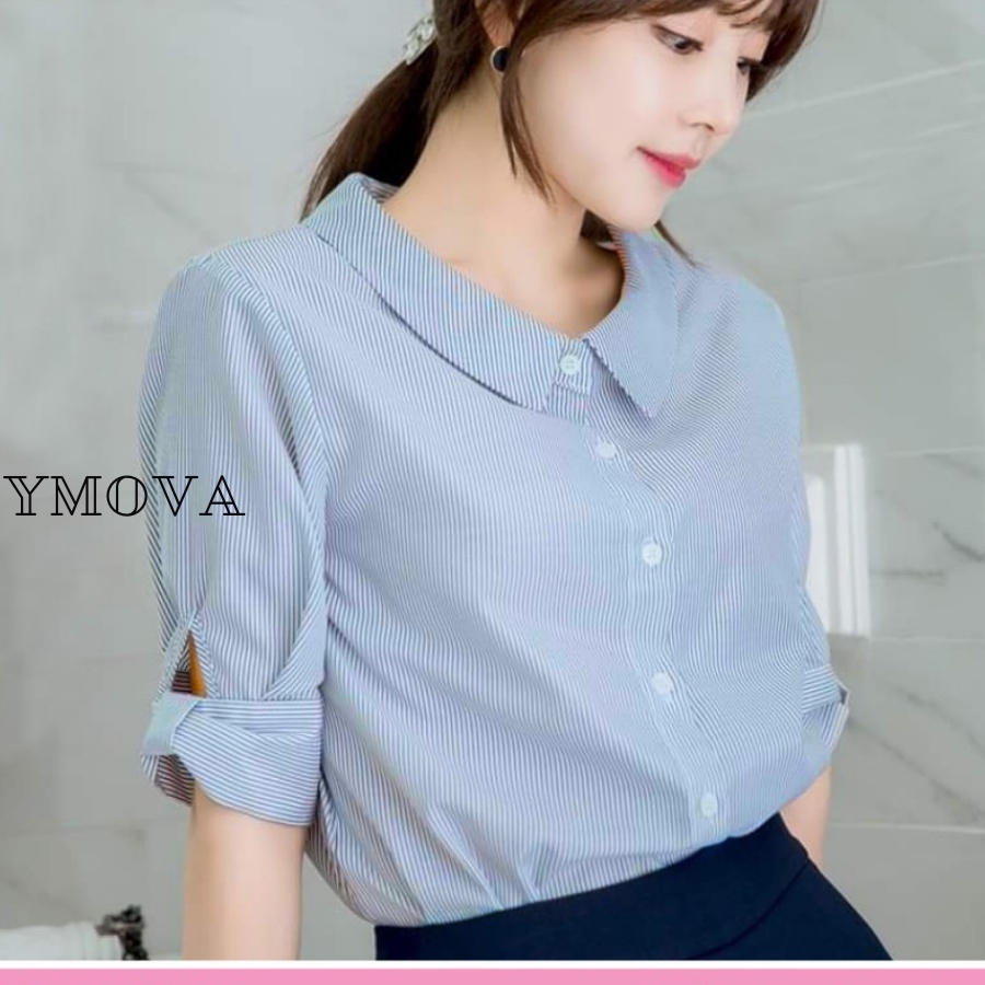 Áo sơ mi nữ tay lỡ cổ sen chất lượng kate cao cấp Áo sơ mi nữ công sở - YMOVA Fashion