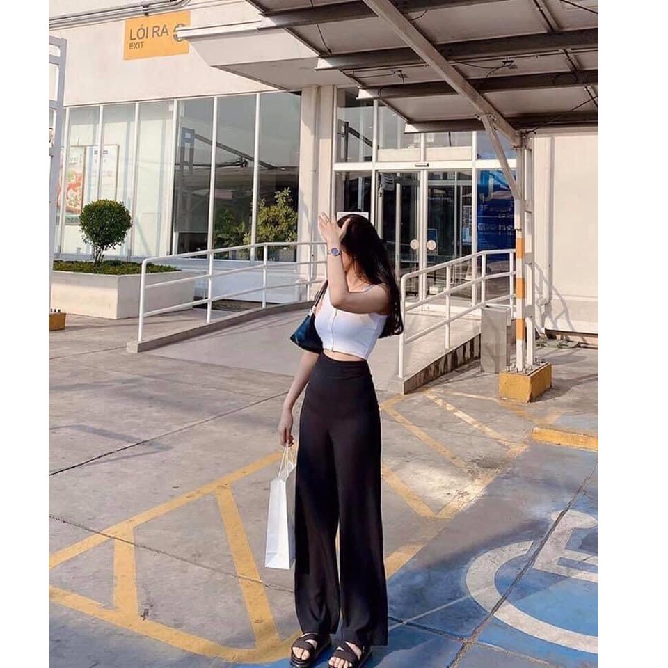 Quần ống suông nữ khóa sườn cách điệu mã 86